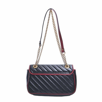 GUCCI VS Marmont Leather Chain Shoulder Bag 443497 Black/Red Women's