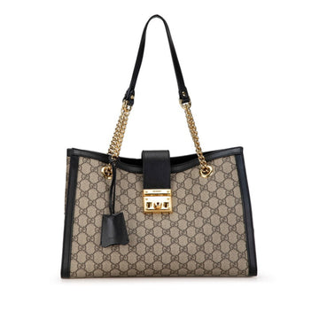 Gucci VS Supreme Padlock Chain Shoulder Bag 479197 Beige Black PVC Leather Women's GUCCI