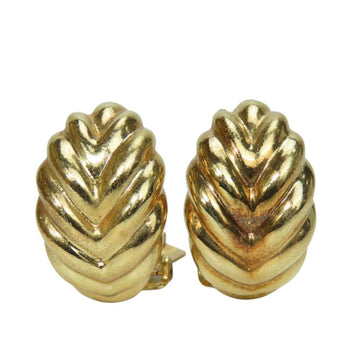 Christian Dior Earrings Metal Gold Leaf Motif Plated Women's