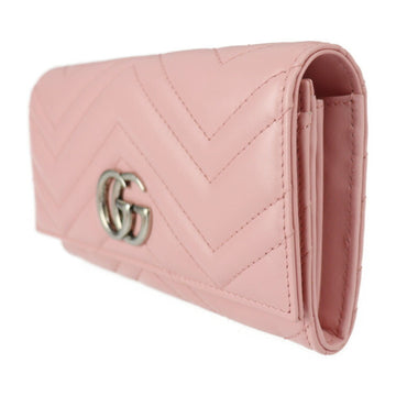 Gucci Continental Wallet VS Marmont Bifold 443436 Leather Pink Series Silver Metal Fittings Long