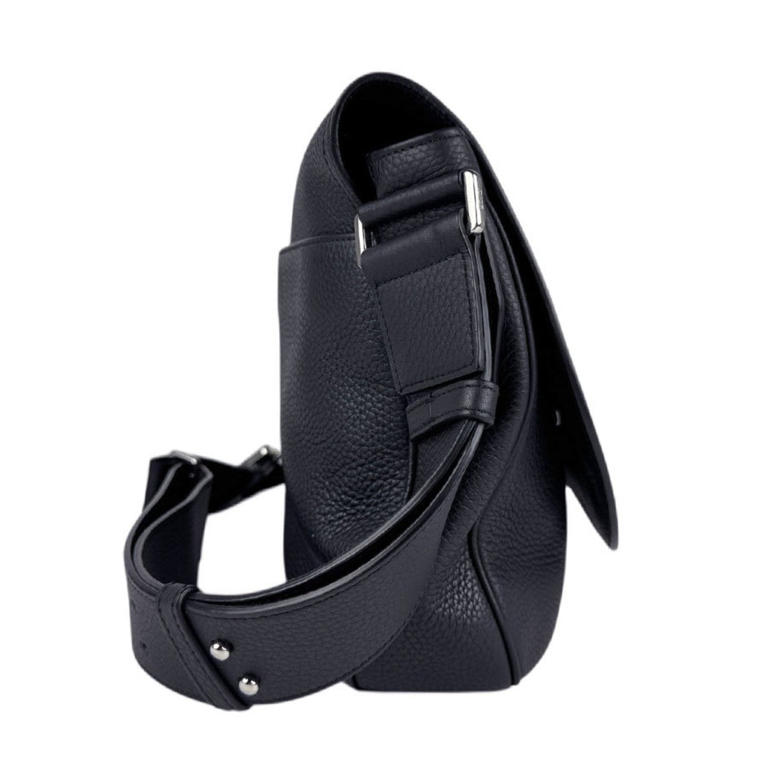 Christian Dior Shoulder Bag Saddle Leather Black Men's Z5373