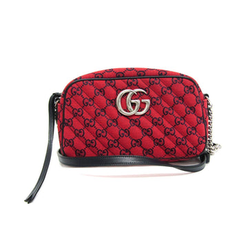 Gucci VS Marmont Limited Edition 447632 Women's Jacquard Shoulder Bag Red Color