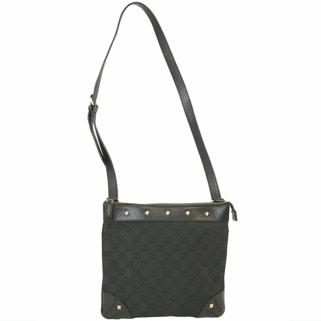 Gucci VS Canvas Studded Shoulder Bag Black 120893 Women's Leather Crossbody GUCCI