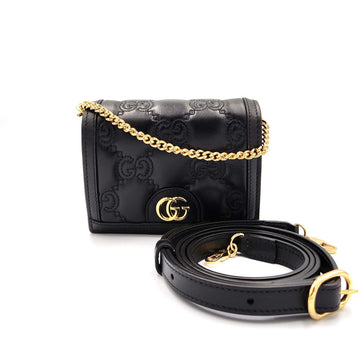 GUCCI VS Matelasse Shoulder Bag 723777 Black Leather Handbag Women's