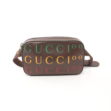 Gucci Bum Bag Belt Waist Body Leather Men Women Brown Multicolor 602695
