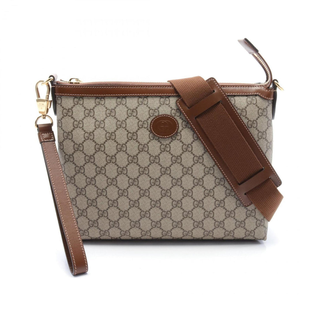Gucci Interlocking G VS Supreme Bag Shoulder Coated Canvas Leather Men's Beige Brown 72683392THG8563