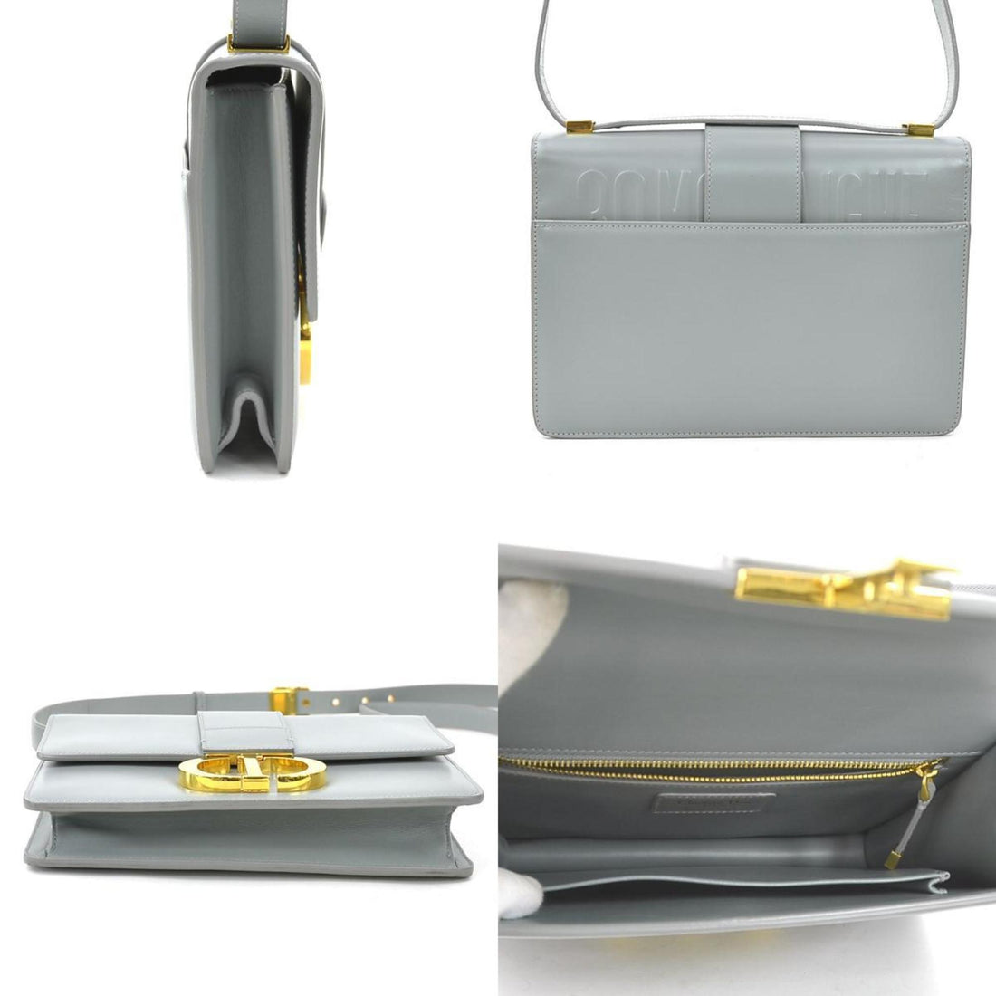 Christian Dior Shoulder Bag 30 Montaigne Leather Grey Gold Women's e60458g