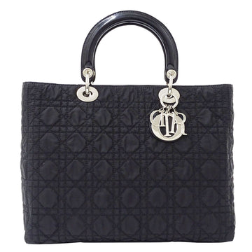 Christian Dior Dior Bag Women's Handbag Nylon Cannage Lady Large Black Quilted