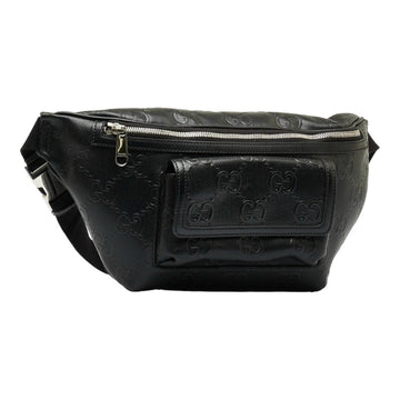 GUCCI VS embossed waist bag body shoulder 645093 black leather men's