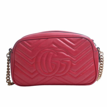 GUCCI VS Marmont Leather Chain Shoulder Bag 447632 Red Women's