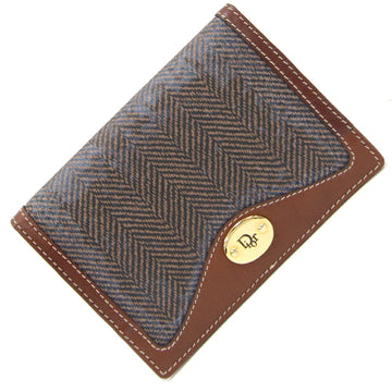 Christian Dior Dior Business Card Holder Brown PVC Leather Pass Case Old Women's Men's DIOR