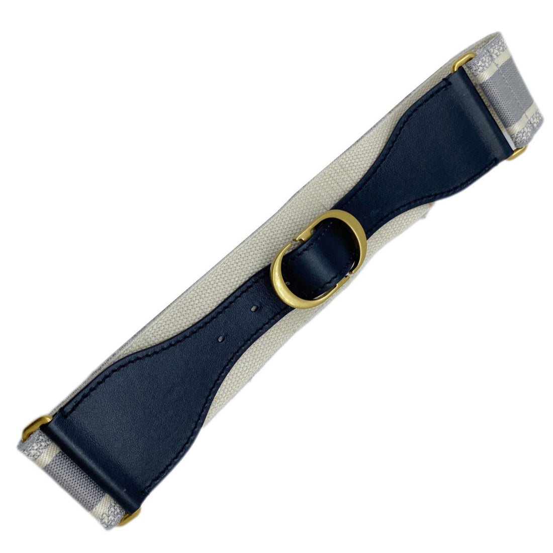 Christian Dior Belt Embroidery Wide Canvas Leather Gray Beige GP Size: 75 B0003CBTE Women's