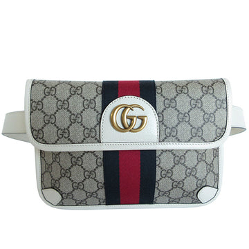 GUCCI Waist Bag Belt Ophidia VS Supreme Canvas Leather Beige Brown Off-White Gold Men's 574081 s0427a