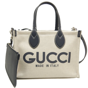 GUCCI Gucci Lido Tote 772144 Bag Printed Canvas Beige Navy 252338