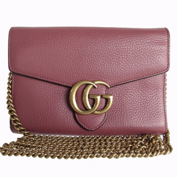 GUCCI Wallet Chain Shoulder Bag VS Marmont Leather Metal Light Bordeaux Gold Women's 401232 s0170g