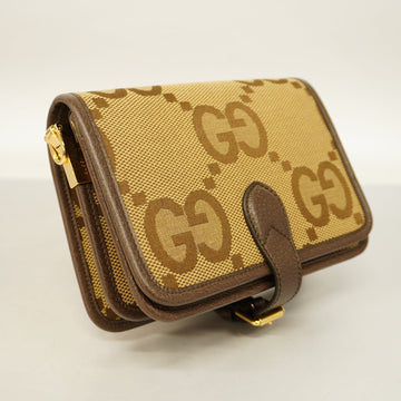 GUCCI  Sherry Line Jumbo VS 699438 Women's Canvas Shoulder Bag Beige