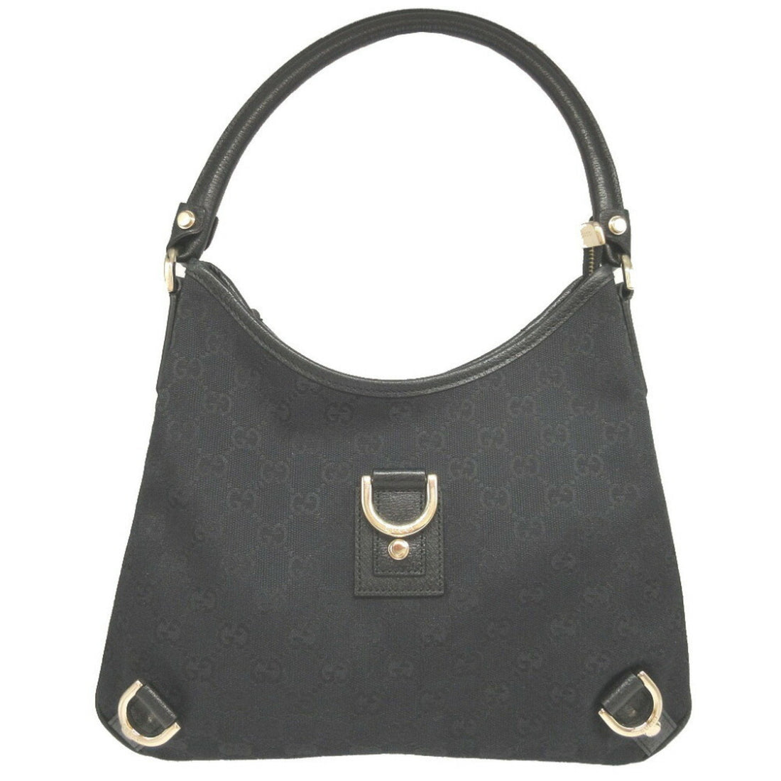 Gucci Abby 130738 VS Canvas Leather Hobo Black Shoulder Bag 1650GUCCI