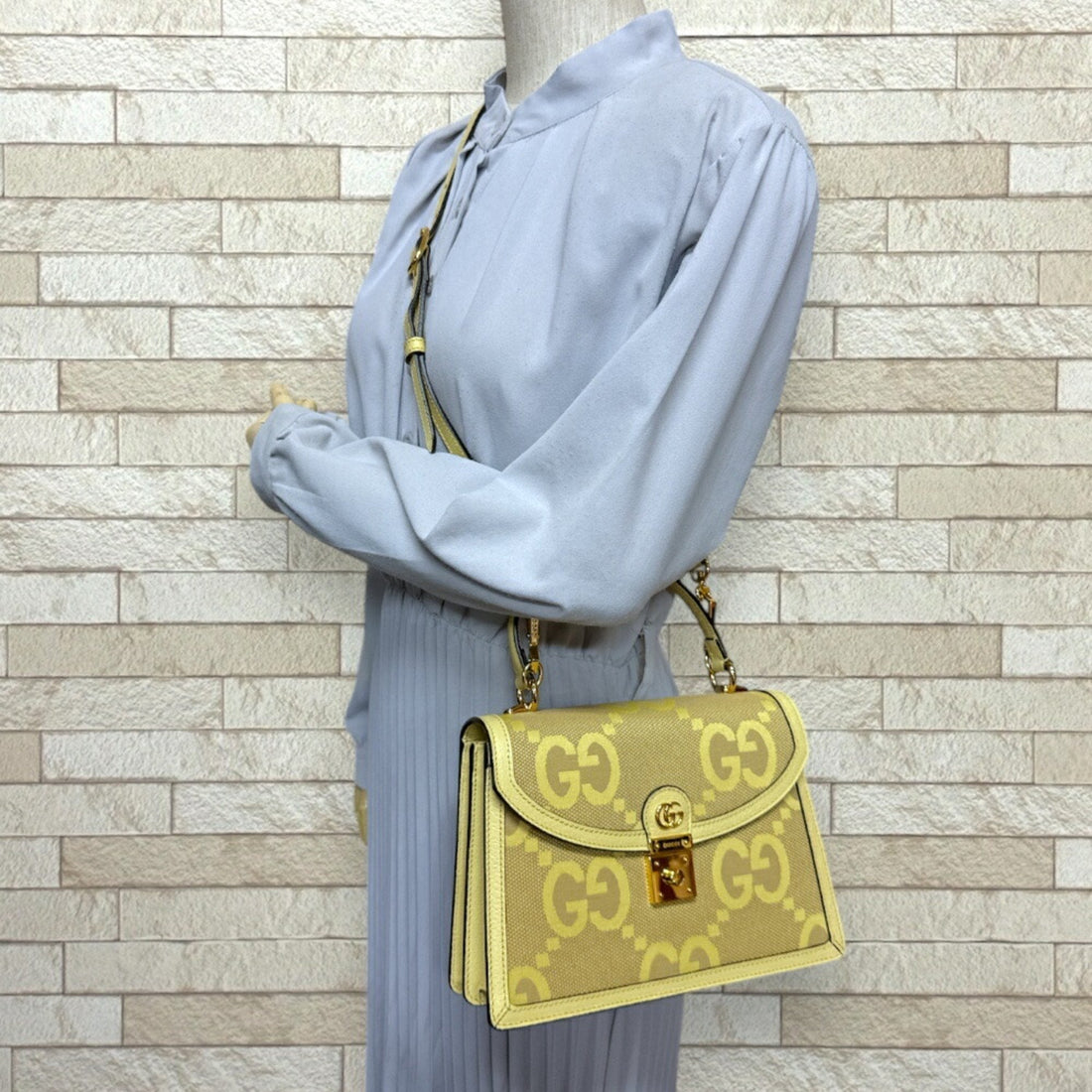 Gucci Jumbo VS Shoulder Bag Canvas 651055 Yellow Women's GUCCI
