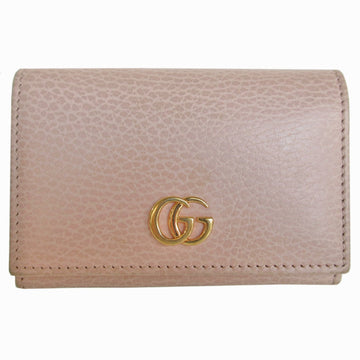 GUCCI Business Card Holder/Card Case VS Marmont Leather Pink Beige Gold Women's 474748 s0252f