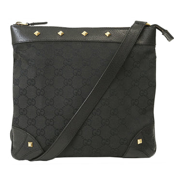 Gucci VS Canvas Studded Shoulder Bag Black 120893 Women's Leather Crossbody GUCCI