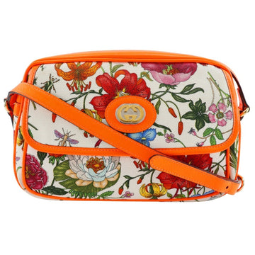 GUCCI VS Flora Shoulder Bag 550147 Canvas x Leather Orange Flower Women's