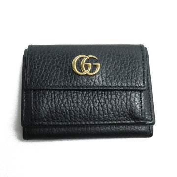GUCCI Petit Marmont Leather Wallet Tri-fold Black 523277 Women's