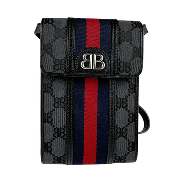 BALENCIAGA shoulder bag BALENCIAGAxGUCCI The Hacker Project phone canvas leather black grey silver men women z3402