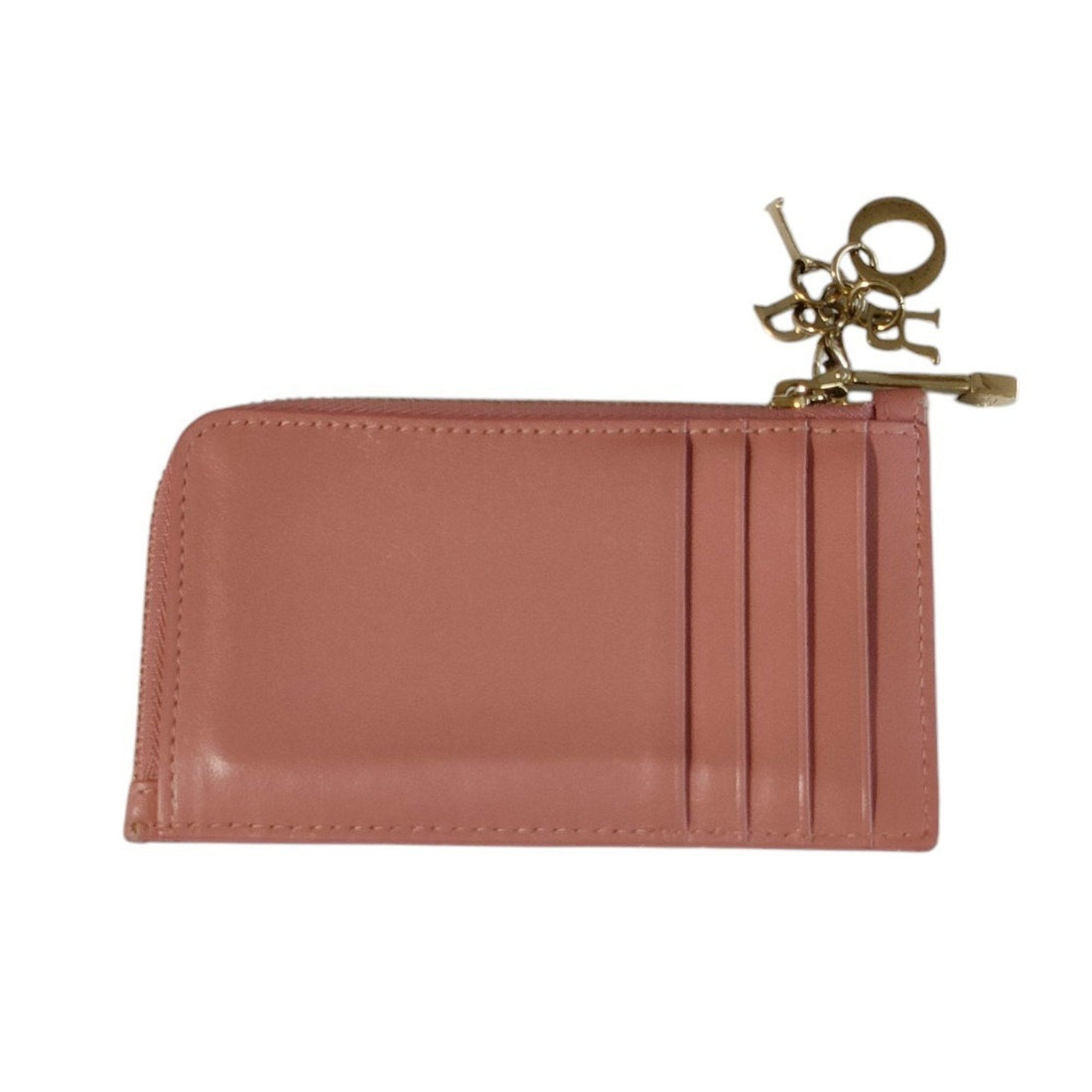 Christian Dior Cannage Leather Fragment Case Wallet/Coin Business Card Case/Card Pink Women's