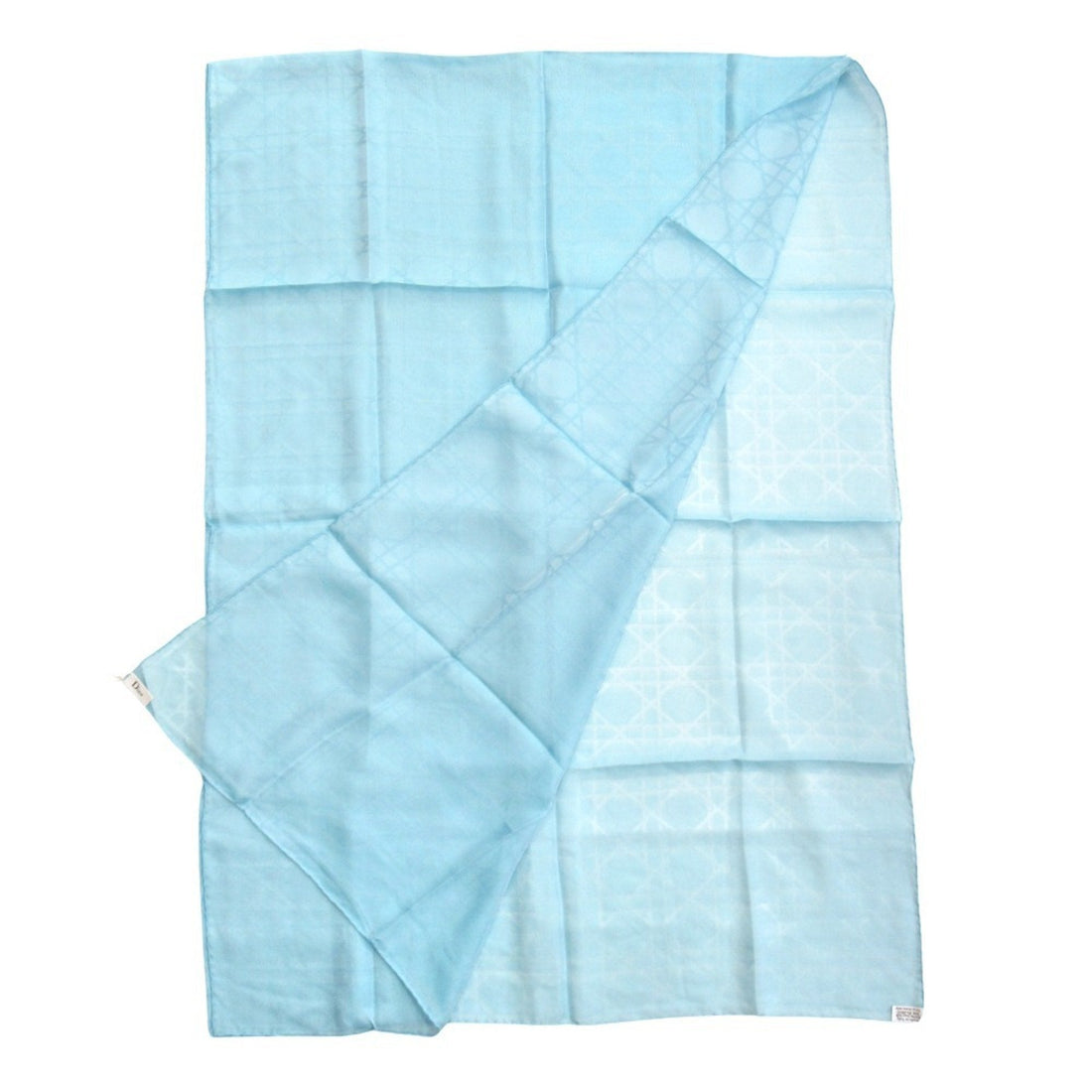 Christian Dior Cannage Jacquard Scarf/Scarf 100% Silk Large Shawl Logo Light Blue Men's Women's