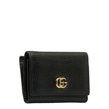 GUCCI VS Marmont Double G Trifold Wallet L-shaped 644407 Black Leather Women's