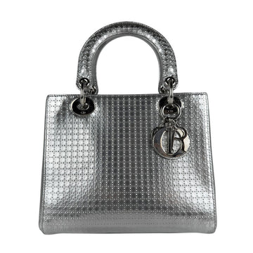 Christian Dior handbag shoulder bag Lady leather silver ladies z5218