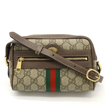 GUCCI Ophidia VS Supreme Sherry Line Shoulder Bag Pochette PVC Leather Beige Mocha Brown 517350