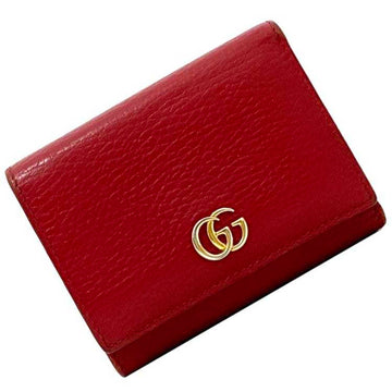 Gucci Tri-fold Wallet ec-21063 Red Marmont 474746 VS Grain Leather GUCCI Compact Women's