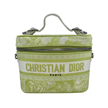 Christian Dior Handbag Shoulder Bag Toile Joue D'Oi Vanity Canvas Light Green Off-White Silver Women's Z5423