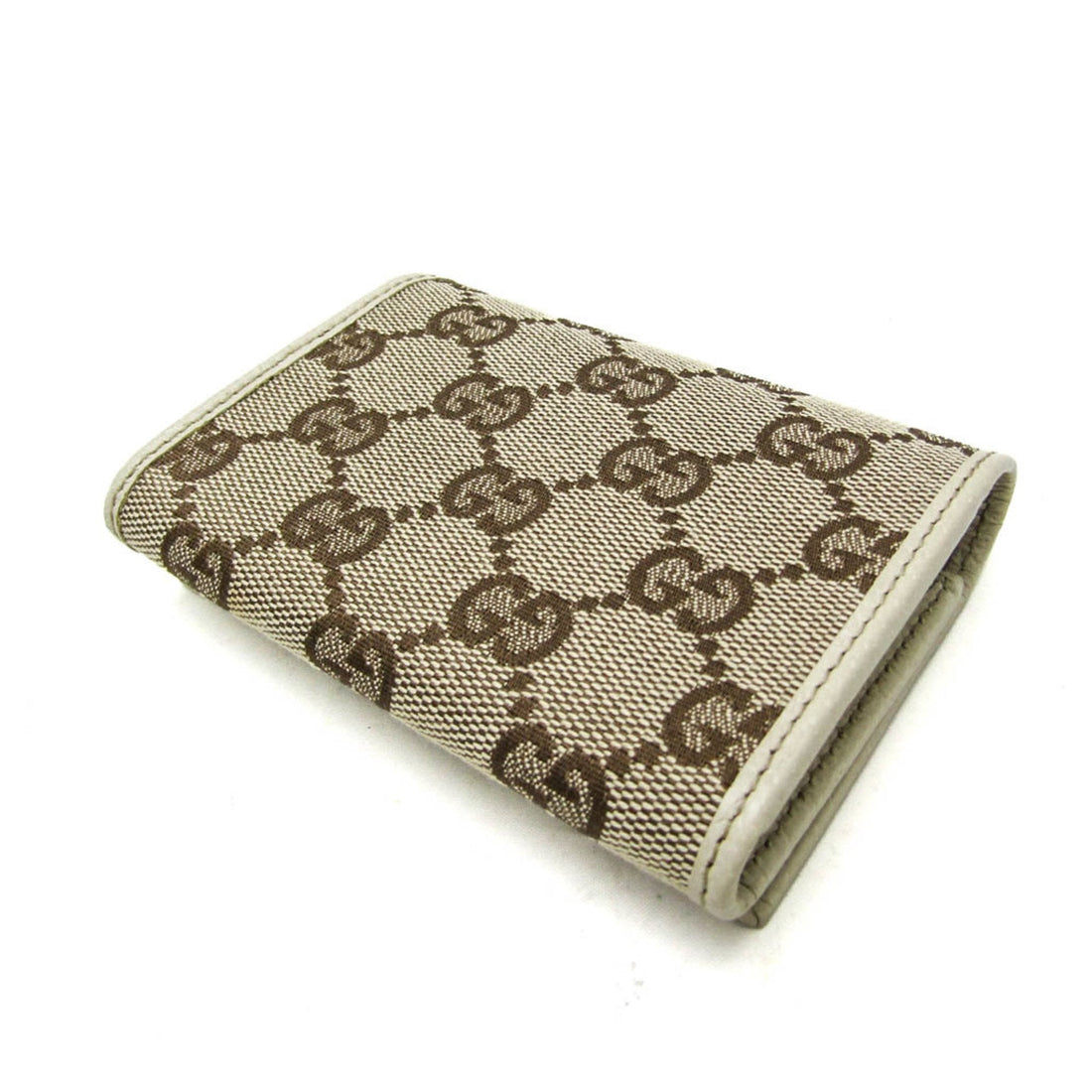 Gucci 131886 VS Canvas Leather Card Case Beige,Brown