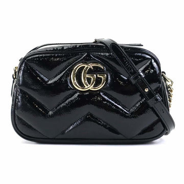 GUCCI VS Marmont Patent Leather Shoulder Bag Black Women's 802448 99967i