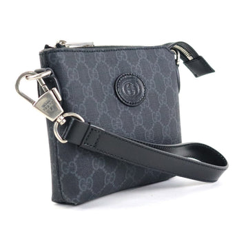 GUCCI Crossbody Shoulder Bag Pouch Interlocking G VS Supreme Canvas Dark Gray Men's 723306