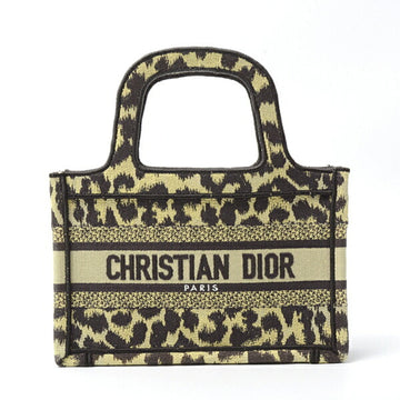 Christian Dior Women's Book Tote Mini Handbag Canvas Leopard Print