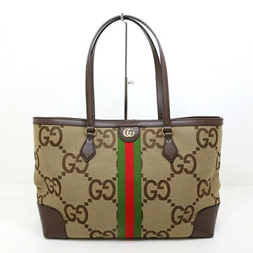 GUCCI Jumbo VS Tote Bag 631685 Camel Ebony Canvas