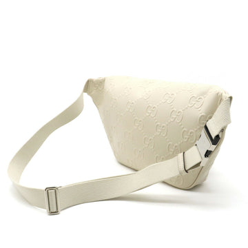 GUCCI VS embossed belt bag body waist pouch hip punching leather ivory white 645093
