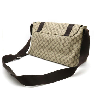 GUCCI VS Plus Shoulder Bag PVC Leather Khaki Beige Dark Brown 122374