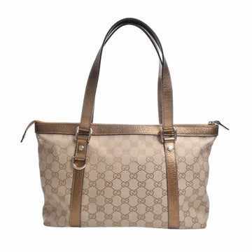 GUCCI VS Canvas Leather Tote Bag 141470 Beige/Gold Women's
