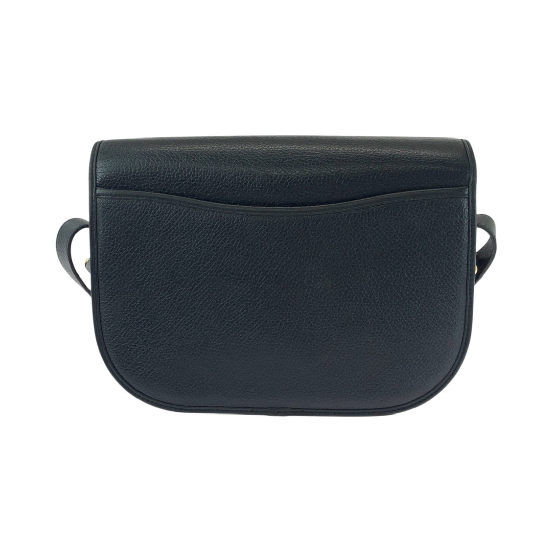 Christian Dior Dior Vintage Round Logo Black Gold Hardware Leather Shoulder Bag Pochette Women's