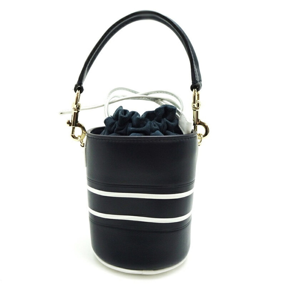 Christian Dior Wave Micro Bucket Women's Shoulder Bag Leather Navy