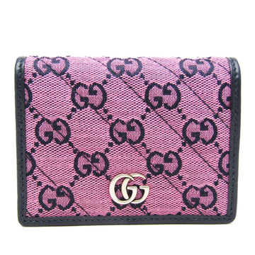 Gucci VS Marmont 466492 Women's Leather,Canvas Wallet (bi-fold) Black,Pink