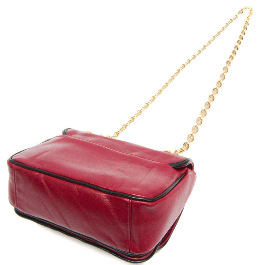 Gucci Interlocking G Chain Shoulder Bag 576423 Women's Leather Shoulder Bag Black,Red Color