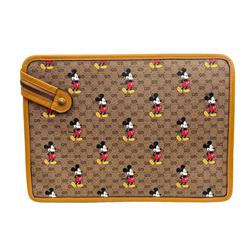 GUCCI Clutch Bag Disney Collaboration VS Supreme Mickey Brown 602552 Leather PVC Men's