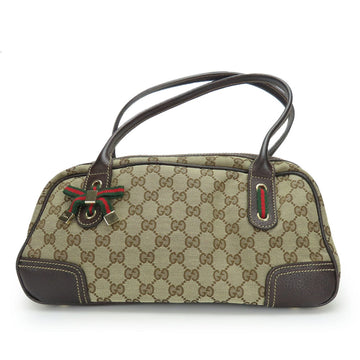 Gucci Boston Bag 161720 Shelley Prince VS Canvas Leather Beige Dark Brown Women's GUCCI