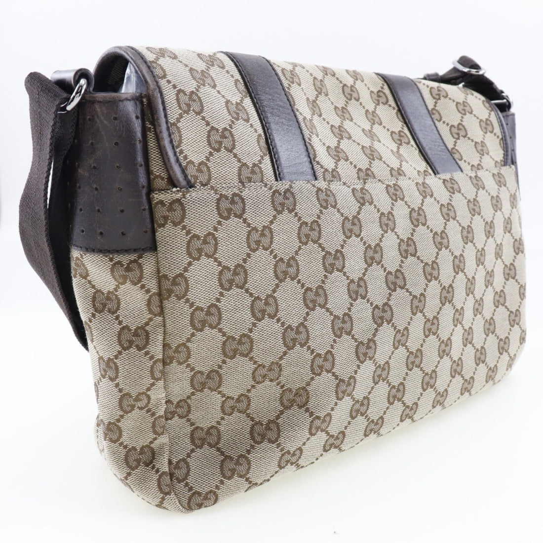 GUCCI 145859 467891 VS canvas x leather brown unisex shoulder bag