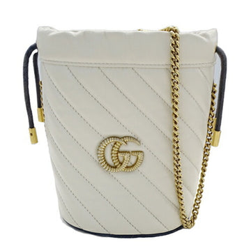 GUCCI Women's VS Marmont Shoulder Bag Leather Bucket White 573817